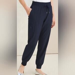 Chico’s Zenergy Woven Jogger Pant Imperial Blue Cargo Pockets Lightweight Casual